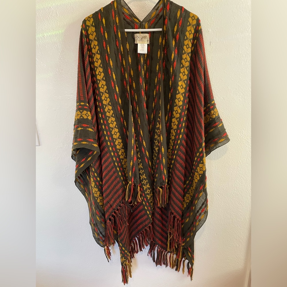 Embroidered Free People Poncho Shawl